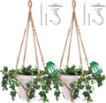 2 Pack Giant XXL 55 Inches Macrame Planter Hanger Large for 15 inch Pot + Swag Hook | Extra Large Hanging Planter for Indoor Plants | No Pot/Plant Included (XXL Jute)