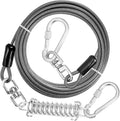 Jenico Dog Tie Out Cable, 10/15/20/30/40/50/70/100/150FT Runner Cable with Swivel Hook and Shock Spring, Yard and Camping Dog Leash Run Tether, Up to 500 LBS