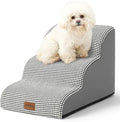 Dog Stairs for Small Dogs 15.7" H, Curved Dog Step for Puppy, Older Cat, Medium Pet Ramp for Sofa, Couch or Chair, Ladder with High Density Foam, 15.7x22.4x15.7 inch, 3 Step, White Black