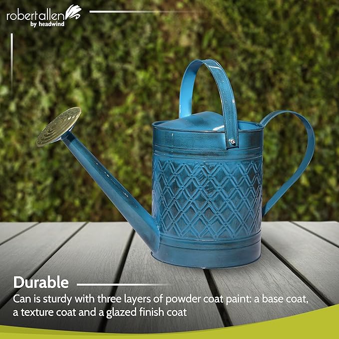 Robert Allen Home & Garden MPT01503 Robert Allen MPT011503 Wexley Metal, 2 Gallon, Mountain Waves 5 Gallon Watering can, 2 gal