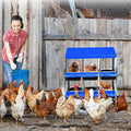 Chicken Nesting Boxes, 6 Hole Metal Chicken Laying Box with with Removable Trays and Roll Out Egg Collection for Chicken Coop, with Metal Bracket, Blue