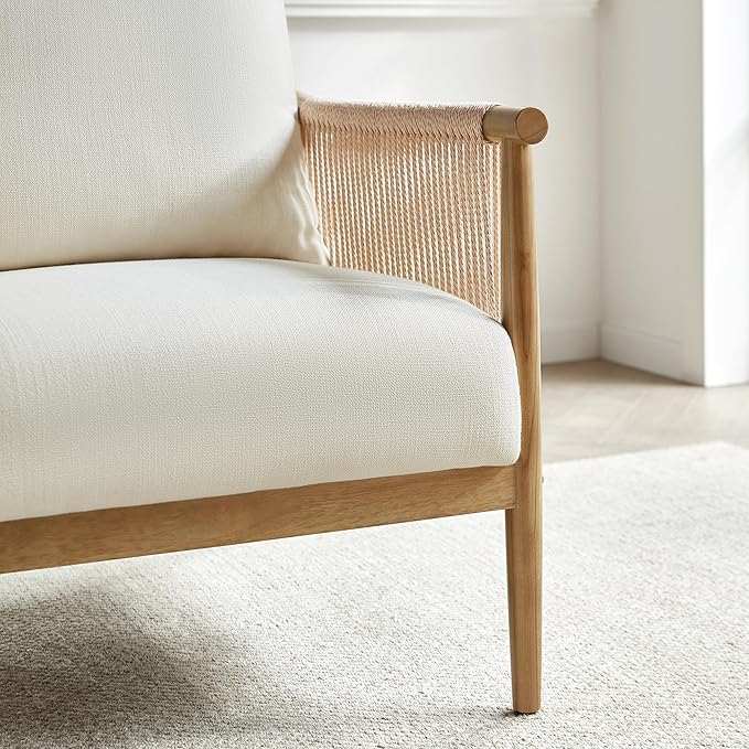 CHITA Braid Armchair Set of 2, Modern Accent Chair for Living Room, Cream