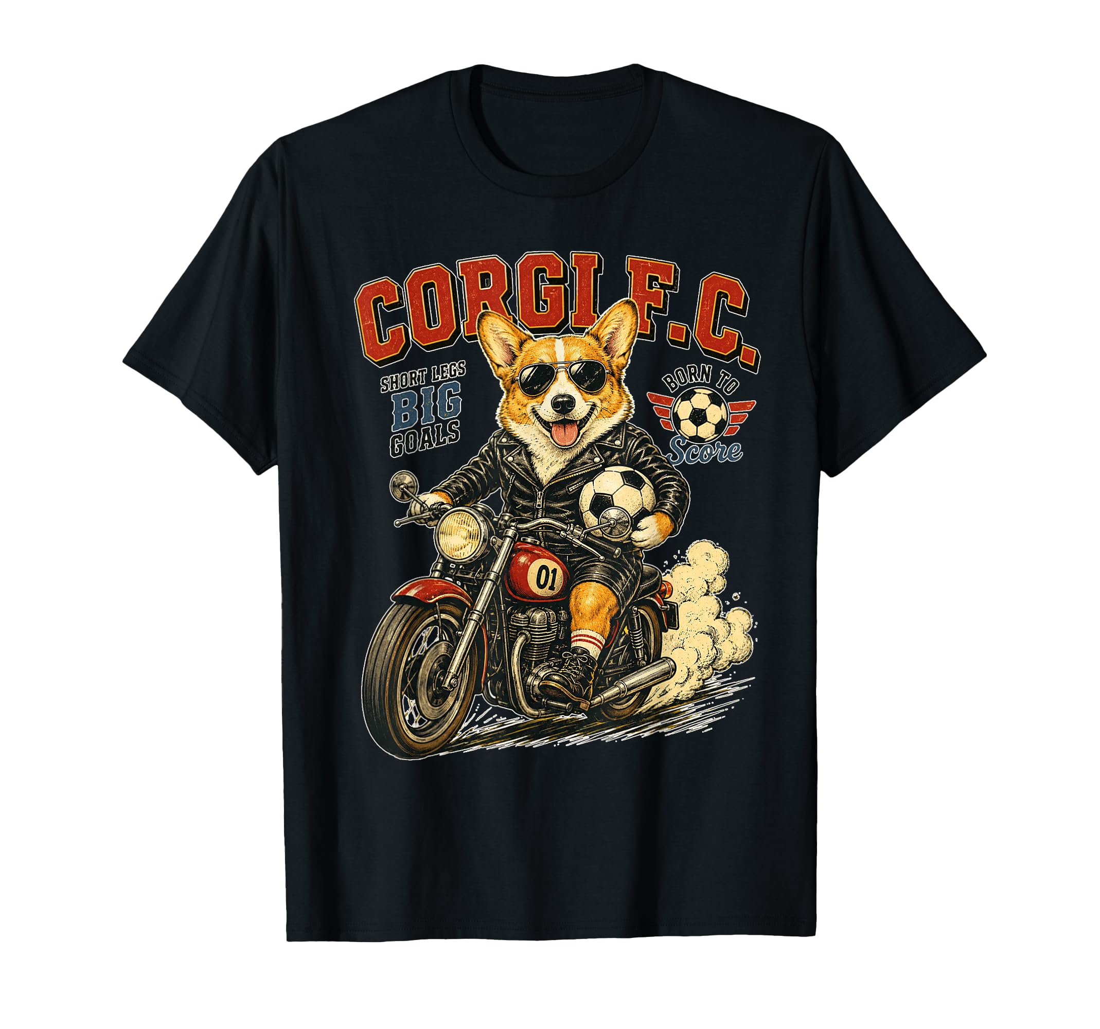 Pembroke Welsh Corgi Motorbike Love T-Shirt - Unique Graphic Men Women
