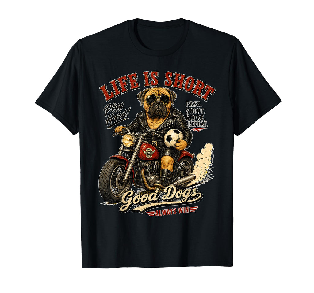 Mastiff Motorbike Love Footbal Soccer T-Shirt - Trendy Graphic for Adults