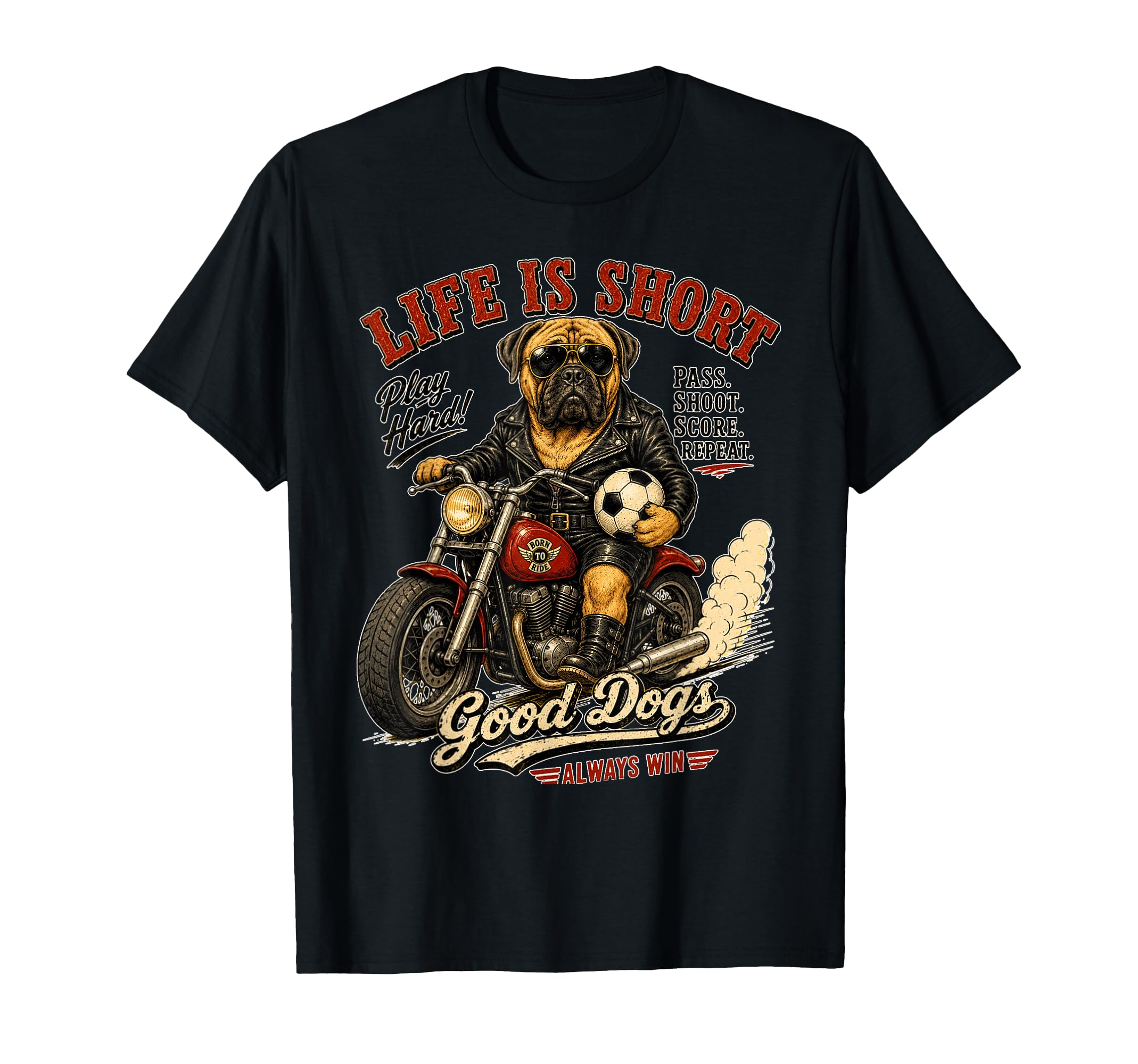 Mastiff Motorbike Love Footbal Soccer T-Shirt - Trendy Graphic for Adults
