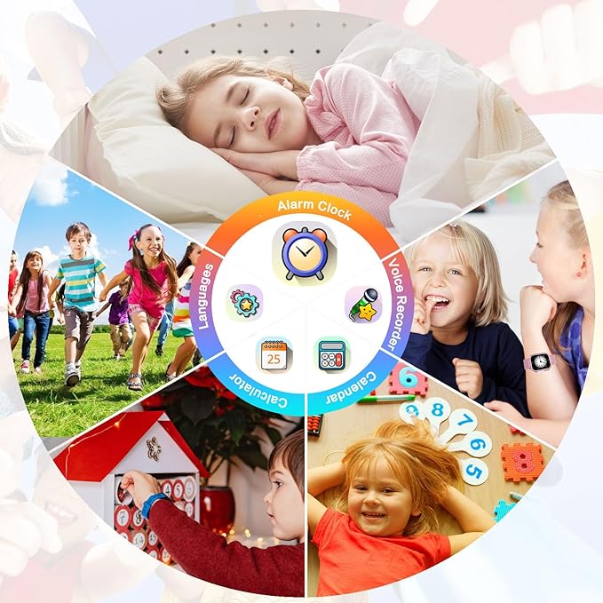 Goodatech Kids Smart Watch for Boys Girls, 1.54'' Smartwatch with 26 Puzzle Games,HD Camera,Video Music Player,Pedometer,Flashlight,Audio Book etc., Aluminum Case and Sport Band (Pink)