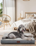 OhGeni Orthopedic Waterproof & Machine Washable Dog Bed for Extra Large Pets, Suitable for Crates, Cat Mat with 25D Egg Crate Foam, Non-Slip Bottom & Removable Cover, Invisible Zipper, 47 Inches(Gray)