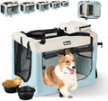 Extra Large Dog Crate with 2 Foldable Bowl, 40 Inch Collapsible Travel Dog Crate Kennel with Soft Blanket for Medium Dogs,Indoor & Outdoor (40" L x 27" W x 27" H, Blue)
