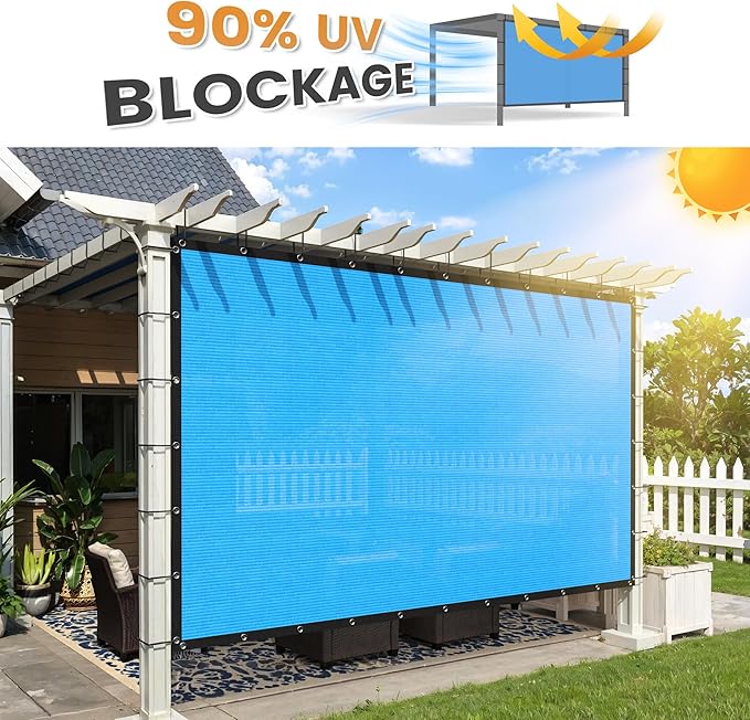 VICLLAX Shade Fabric Sun Shade Cloth with Every 2 FT Grommets for Patio Garden Pergola Cover Canopy 5x24 FT, Mixed Turquoise