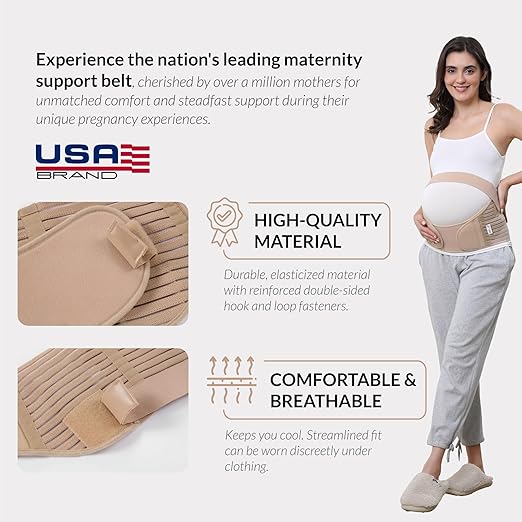 NeoTech Care Pregnancy Support Maternity Belt, Waist/Back/Abdomen Band, Belly Brace (Size XL, Beige Color)