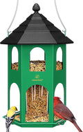 Kingsyard Metal Bird Feeder for Outdoor Hanging, Wild Bird Feeders with Circular Perch, Easy to Clean & Refill, 4 lbs Large Seed Capacity, Green