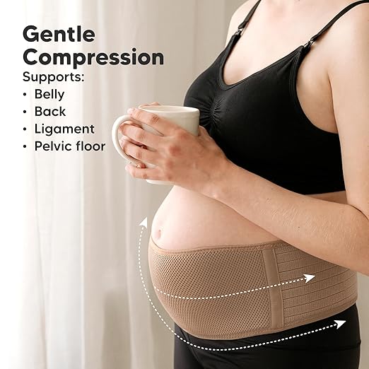 KeaBabies Maternity Belly Bands for Pregnant Women - Soft & Breathable Pregnancy Belly Support Band, Adjustable Maternity Belt for Back, Pelvic Support, Comfortable, Easy to Use (Warm Tan, M/L)