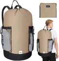 BALEINE 150L Laundry Bag Backpack, 900D Oxford Fabric Large Travel Laundry Bags with Shoulder Straps and 2 Mesh Pockets for College Dorm, Apartment, Laundromat (Khaki, 150L)