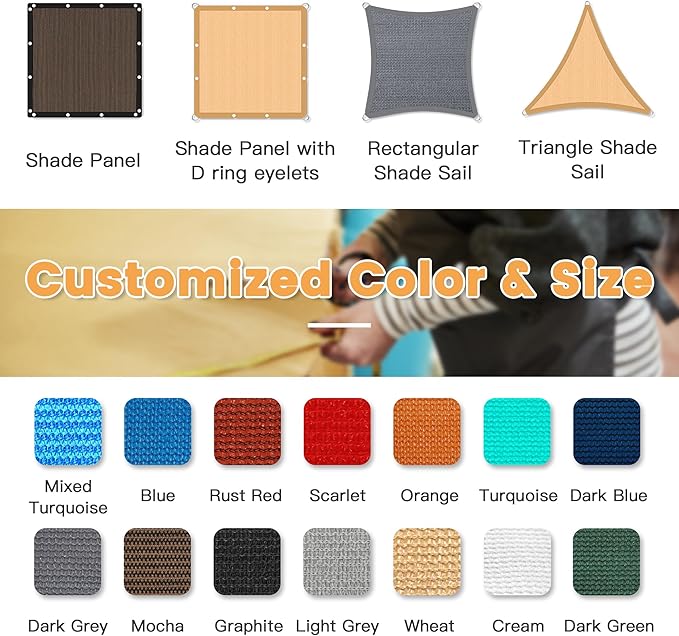 VICLLAX Shade Fabric Sun Shade Cloth with Every 2 FT Grommets for Patio Garden Pergola Cover Canopy 6x15 FT, Grey