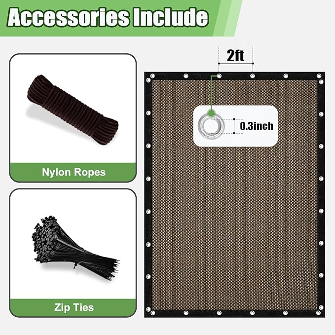 Outdoor 90% Sun Shade Cloth with Grommets, 14 X 15 FT Pergola Shade Cover for Garden Patio Carport Kennel Swimming Pool, Mocha (We Make Custom Size)
