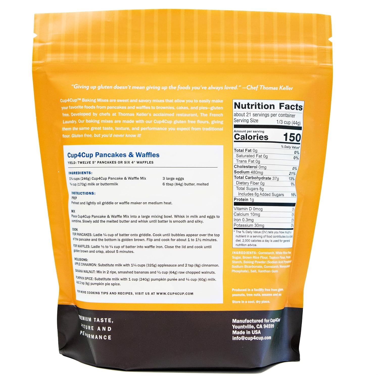 Cup4Cup Gluten-Free Pancake & Waffle Baking Mix, 2 Lb. (Pack 6)