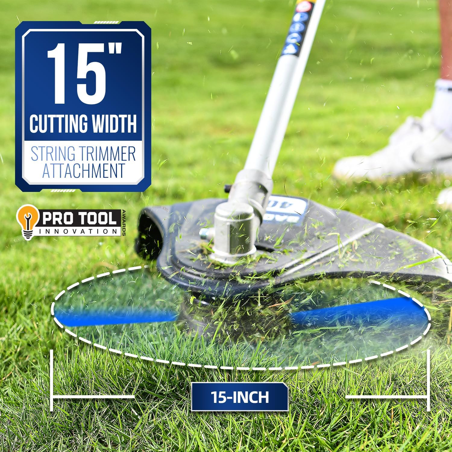 Wild Badger Power 40V Cordless Weed Wacker, String Trimmer/Edger, Hedge Trimmer and Brush Cutter Blade, Pole Saw, Attachment Capable 4-in-1 Multi-Tool Kit with 2 * 20V 4Ah Battery and 1 Charger, Blue