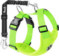 SlowTon Dog Seat Belt Harness for Car, Dog Car Harness Adjustable Mesh Breathable & Dog Seatbelt Safety Tether with Elastic Bungee for Small Medium Large Pets(Lime, Double Clip, XXXS)