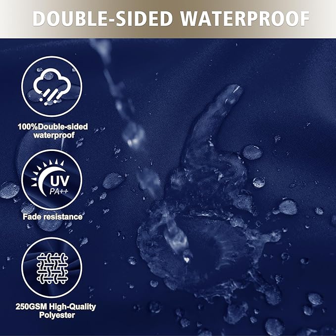 Outdoor Chair Cushions, Waterproof Outdoor Cushions for Patio Furniture w/Fade-Resistant, Removable & Machine-Washable Covers, 19x19 Inch, Ideal for Seat in Gardens/Porch – Set of 2, Navy Blue