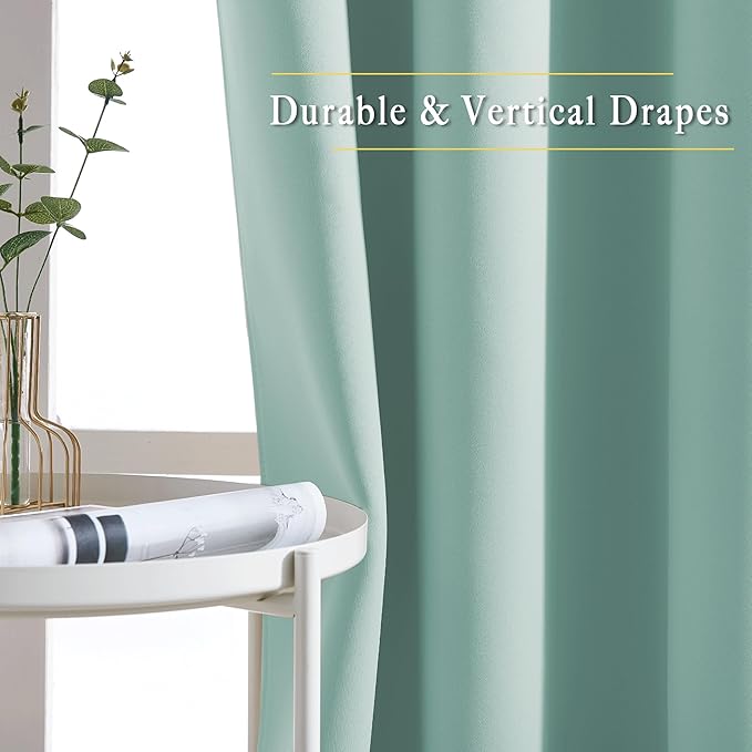NICETOWN Aqua Blue Room Darkening Curtain Panels - Window Treatment Thermal Insulated Grommet Room Darkening Curtains/Drapes for Bedroom (2 Panels, 52 by 54, Aqua)