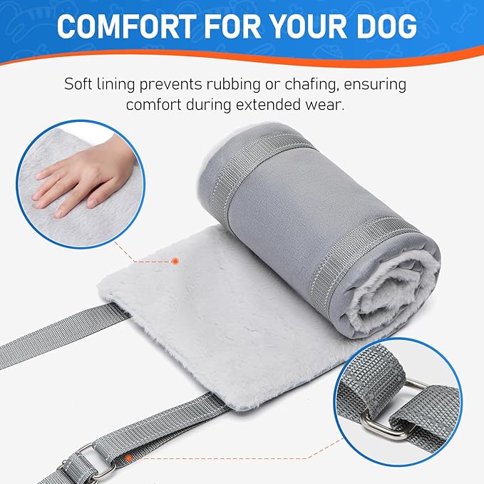Dog Lift Harness for Medium Dogs - Adjustable Sling for Rear Legs, Hip Support for Canine Aid & Cruciate Ligament Rehabilitation - Medium, Grey