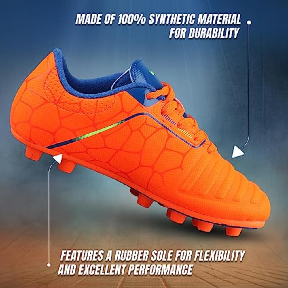 Catalina JR. Firm Soccer Shoes-Orange/Royal/Lime