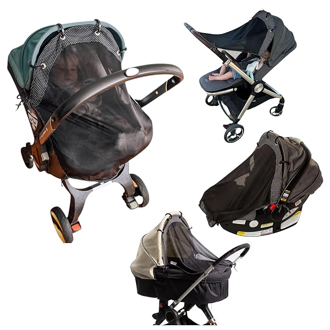 Stroller Sun Shade - Universal UV Protection Cover for Strollers Sunshade with See Through, Clip-On Sun Blocker, Sun Shield for Baby, Breathable Adjustable Fit, Full Coverage, Medium