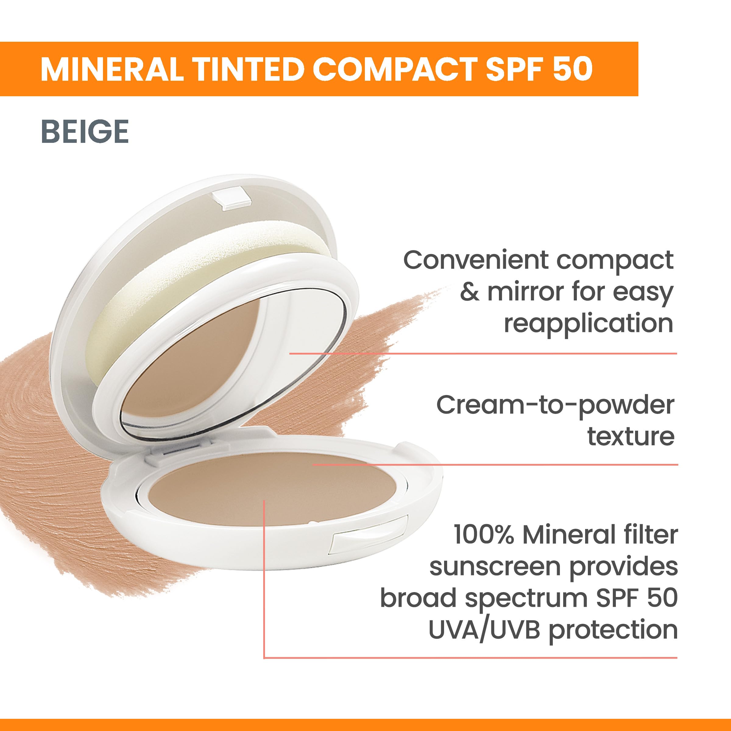Avene Mineral Compact Foundation with SPF50 - High Protection Sunscreen for Sensitive Skin