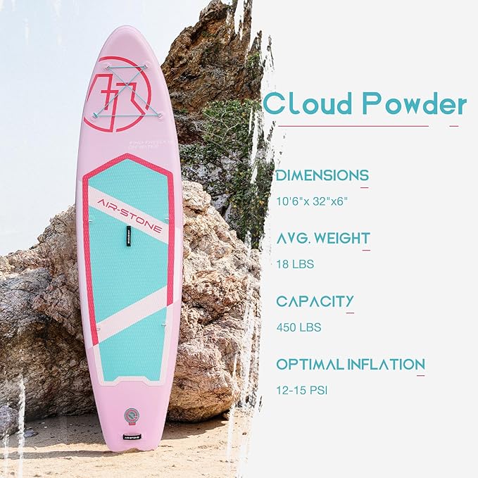 AIR-STONE 10'6” 450 lb Capacity，Inflatable Stand Up Paddle Board with sup Accessories Including Backpack, Repairing Kits, Non-Slip Deck, Leash, 3 Fins, Paddle and Hand Pump