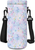 Neoprene Water Bottle Carrier Bag with Adjustable Shoulder Strap for Men Women Walking Hiking,Portable Insulated Holder Case for Stainless Steel/Glass/Plastic Bottles