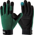 COOLJOB Thorn Proof Garden Gloves with Touchscreen Fingers for Men, Rose Pruning Work Gloves with Palm Cushion for Gardener, Farmer and Landscaper (Green 1 Pair Large)