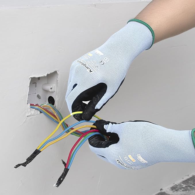 3-Paris XL Work Gloves for Men and Women, Nitrile Coated Safety Protective Gloves with Grip, Ideal for Gardening, Warehouse, Mechanic, Light Duty Construction Work