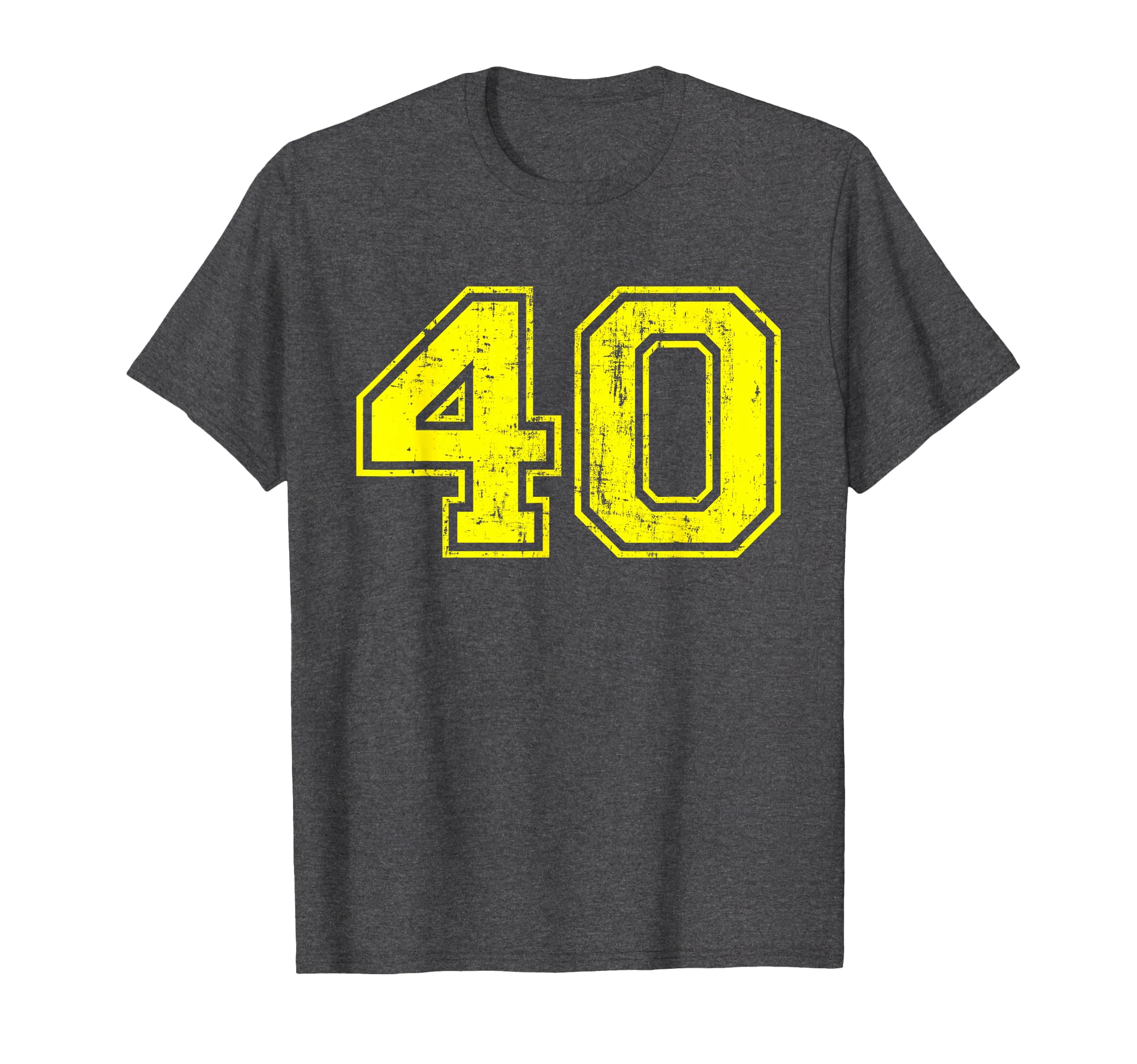 Number 40 Varsity Distressed Sport Team T-Shirt - Trendy Graphic Unisex