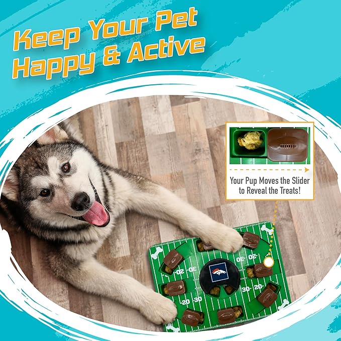 Pets First NFL Denver Broncos Puzzle, Interactive Dog Treat Puzzle Toy