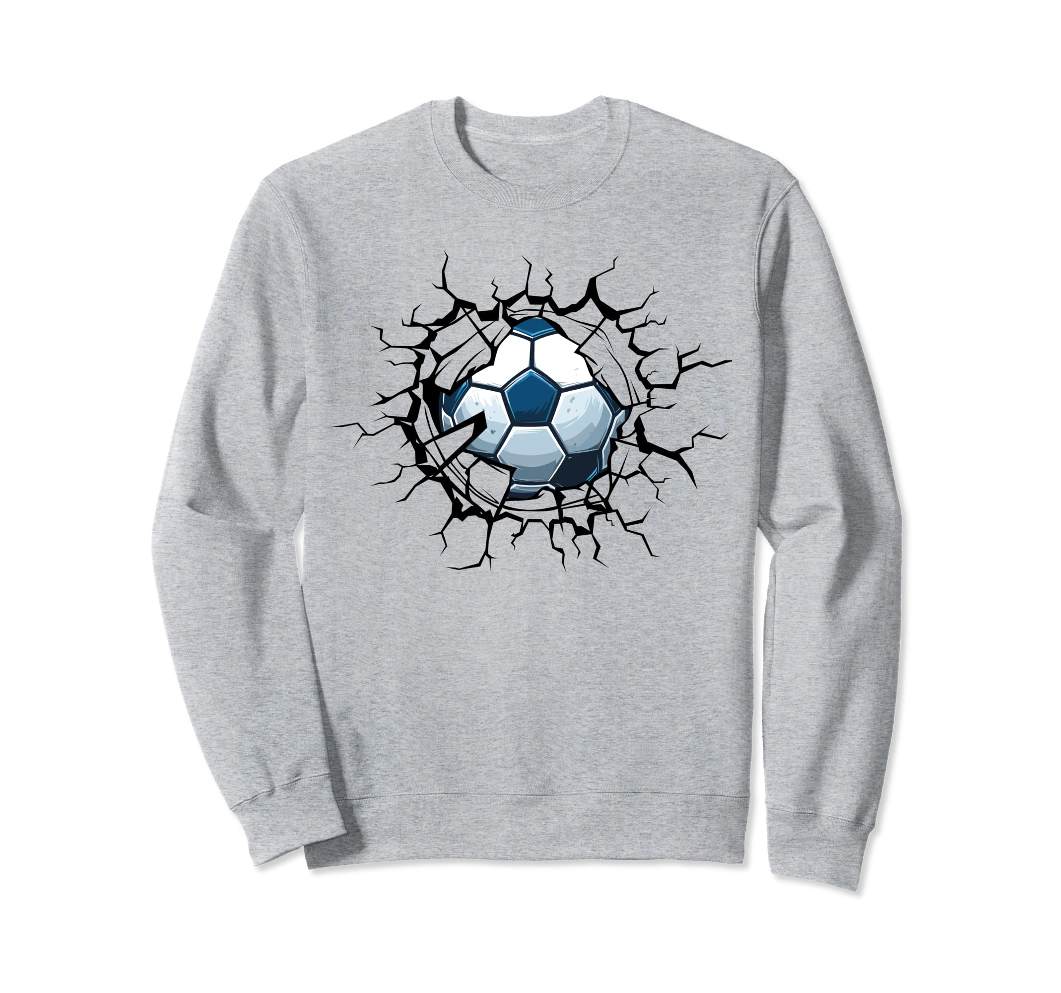 Soccer Ball Cracked Wall Soccer Fan Sweatshirt - Custom Art Print Unisex