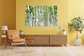 Nature Wall Art Prints - Ocean Forest Mountain Lake Canvas Landscapes - Small to Extra Large Living Room Bedroom Kitchen Bathroom Décor (Green Brich Trees, 35L" x 53W" - 3 Panels)