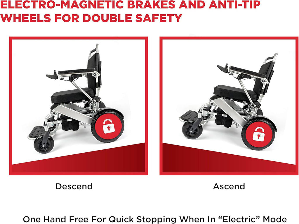 Porto Mobility Quattro Ultra 600W Motor Exclusive Lightweight Foldable Electric Wheelchair, Weatherproof, Stronger, Longer Range Super Horse Power, Dual Motor, All Terrain