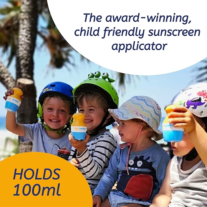 Solar Buddies Sunscreen Applicator - Single Pink - Refillable Roll on Sponge Sunscreen, Suncream & Lotion Applicator For Kids, Adults & Families - Holds 3.4fl oz, Perfect Size for Travel