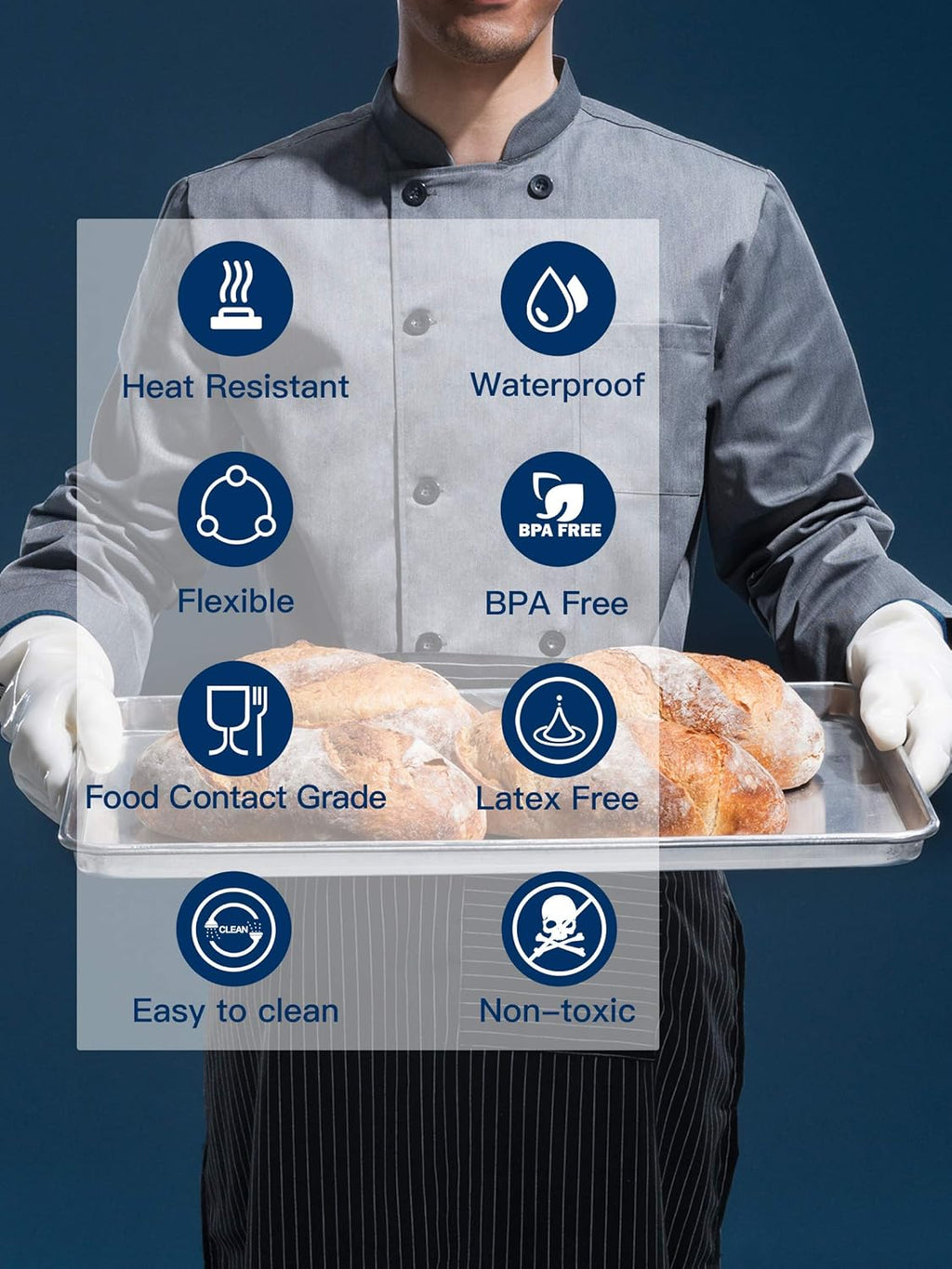 LANON Protection Wahoo Liquid Silicone Smoker Oven Gloves, Food-Contact Grade, Heat Resistant Gloves for Cooking, Grilling, Baking, White, L/9