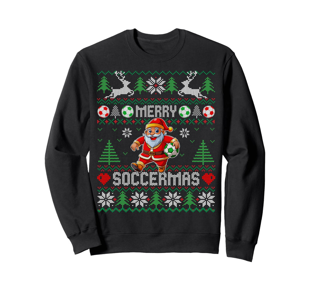 Soccer Merry Soccermas Ugly Santa Funny Sweatshirt - Trendy Graphic Unisex