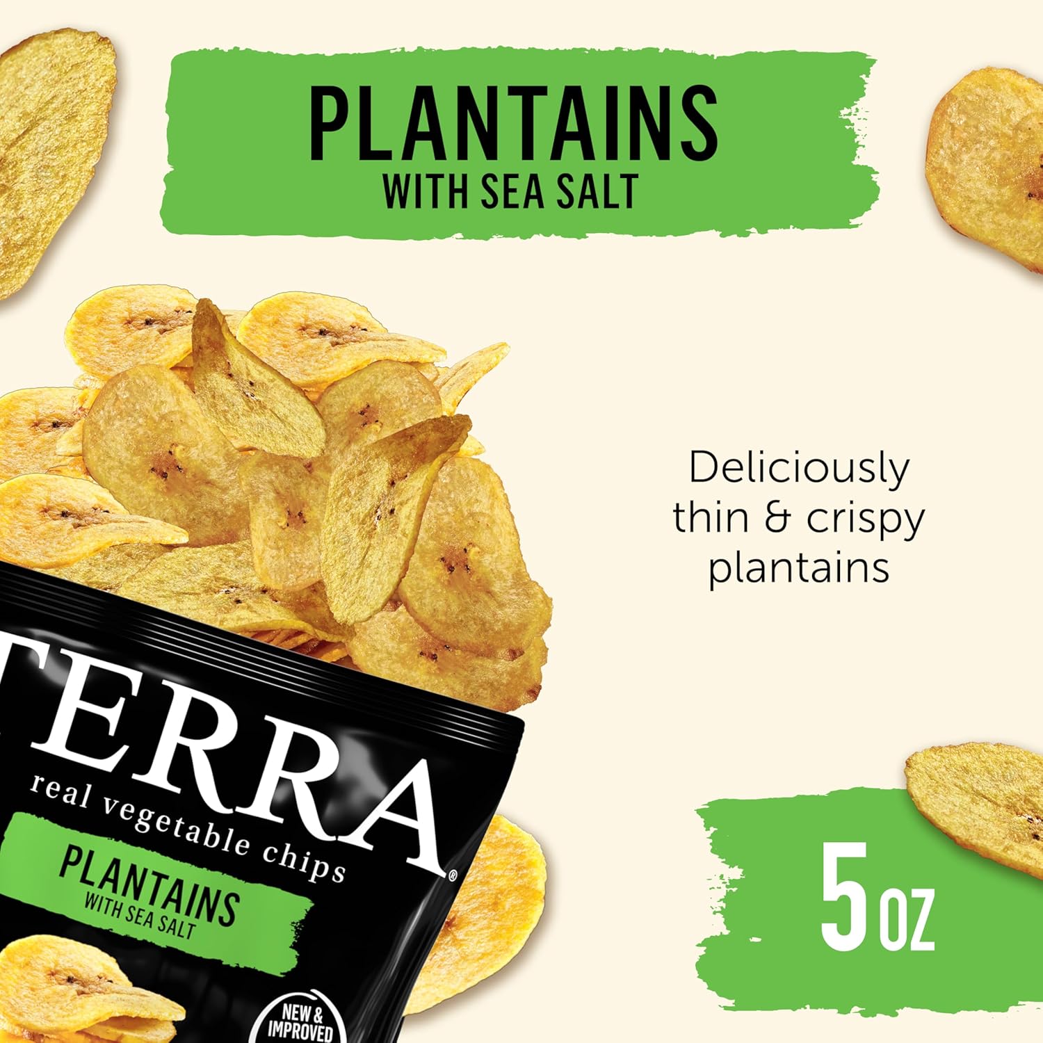 Terra Plantains Chips - Sea Salt - 12 x 5 oz