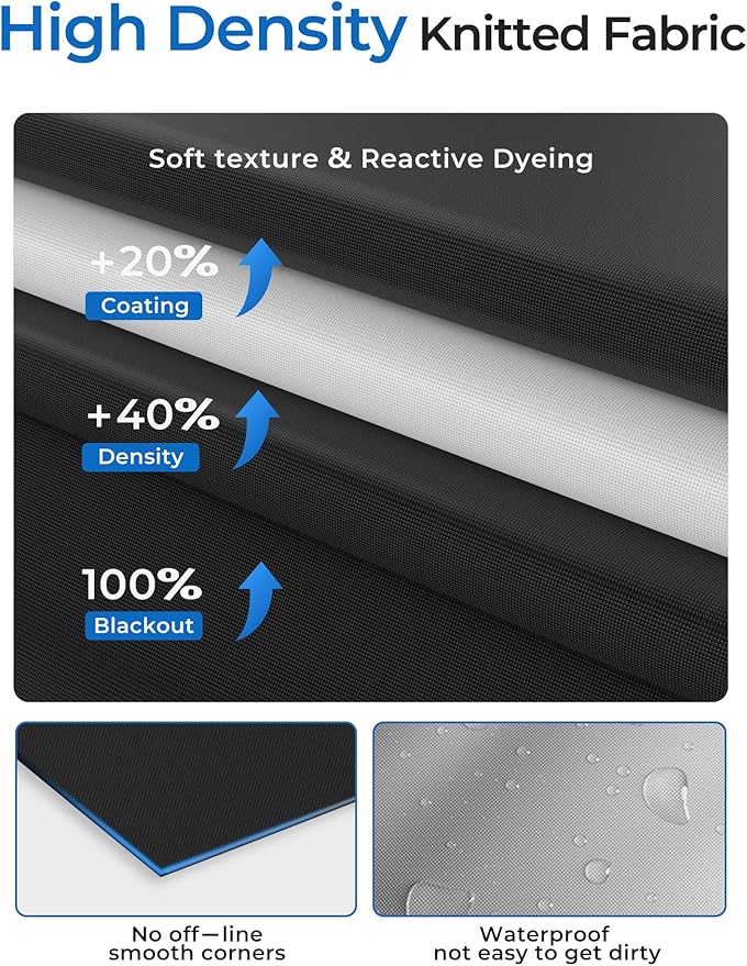 Sumobaby Blackout Curtains for Bedroom Portable 102”x59”Black Out Window Cover with Heat-Resistant Hook&Loop Tape,100%Blackout Shades,NoDrill Blinds for Windows DIY Cut Fit for Nursery&Dorm Room,Black
