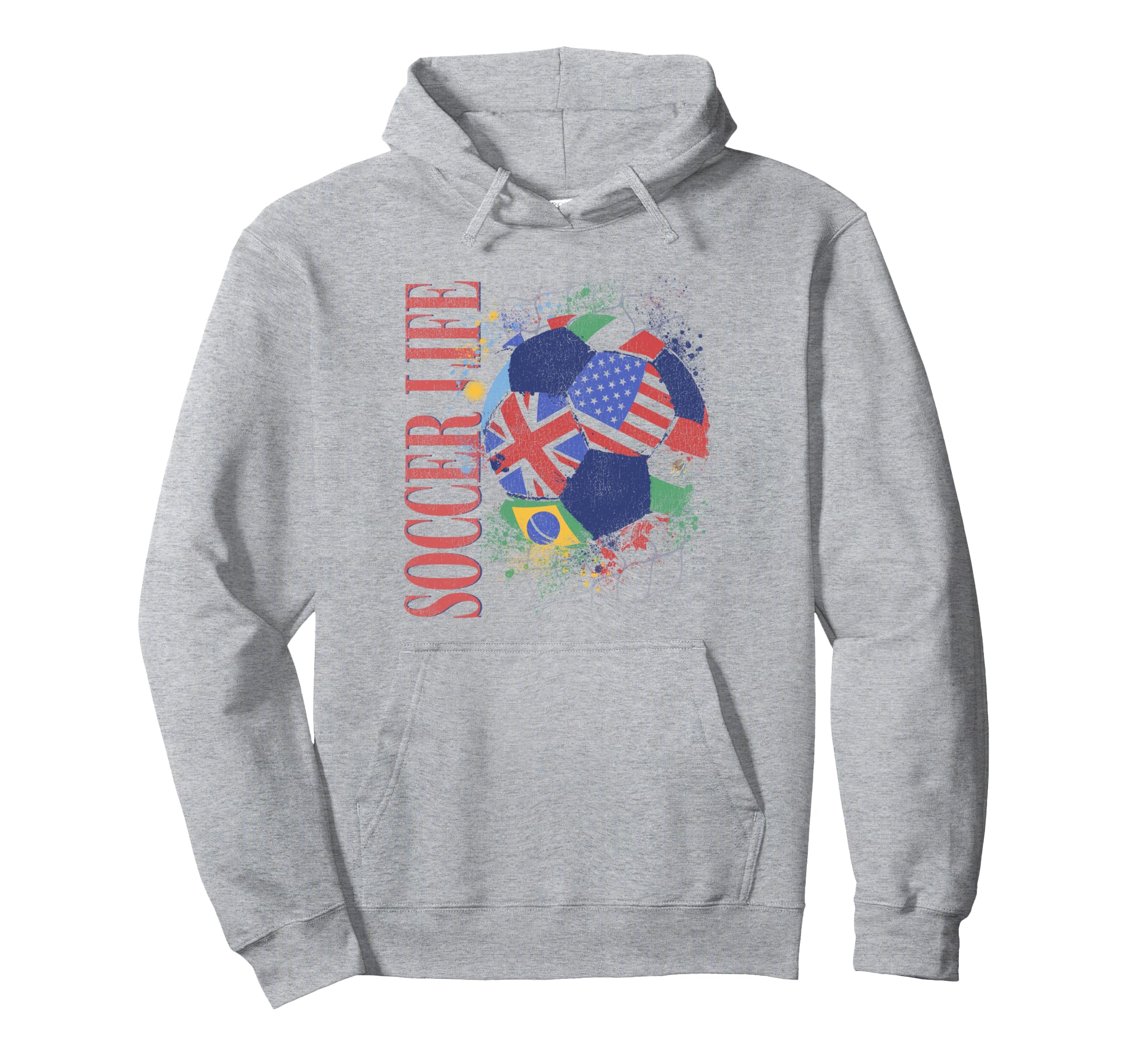 Trendy Soccer Life All Over World Hoodie - Fun Novelty Design for Adults