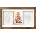 Baby Hand and Footprint Kit - Clay Handprint Keepsake Frame, Newborn Nursery Picture Frame, Personalized New Mom Gifts for Baby Shower & Registry (Medium Oak)