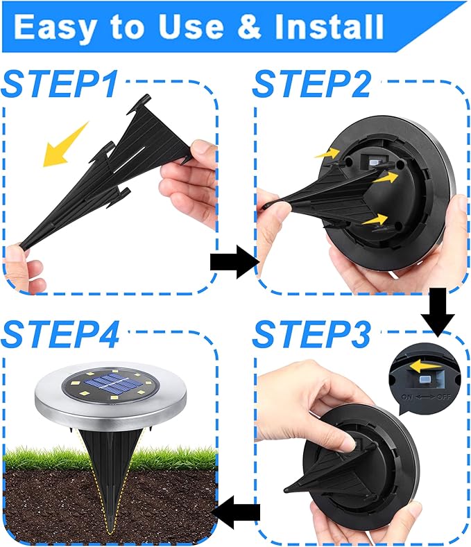 Solar Ground Lights, Waterproof Solar Garden Lights, Upgraded Outdoor Garden Waterproof Bright in-Ground Lights, Landscape Lights for Pathway,Yard,Deck,Lawn,Patio,Walkway (16 Pack Warm Light)
