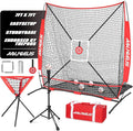 6'X6' Baseball Softball Practice Net with Batting Tee and Ball Caddy, Bonus Strike Zone Target and Bow Frame, for Hitting, Pitching, Catching
