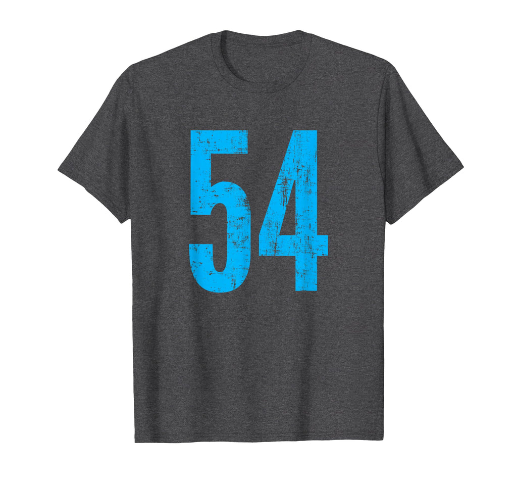 Number 54 Distressed Sport Team Player T-Shirt - Fun Novelty Design Unisex
