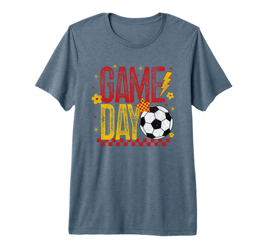 Game Day Soccer Season Red Gold Yellow T-Shirt - Custom Art Print Unisex