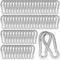 200PCS 2.36'' Spring Snap Hook, M6 1/4Inch Galvanized Silver Steel Carabiner Clip, Small Carabiner Clip 260LBS Holding Capacity Quick Link Clip Keychain for Hammock Dog Leash & Camping Gym