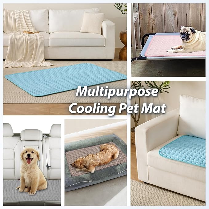 MICROCOSMOS Summer Cooling Mat & Sleeping Pad- Water Absorption Top, Materials Safe, Easy Carry, EZ Clean. Keep Cooling for Pets, Kids and Adults.(Navy Blue, 48" x48")